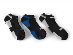 No-Show Socks, Black/Blue 3-Pack