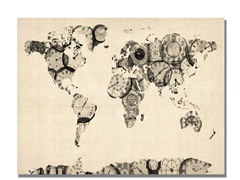 Old Clocks World Map 18x24 Canvas