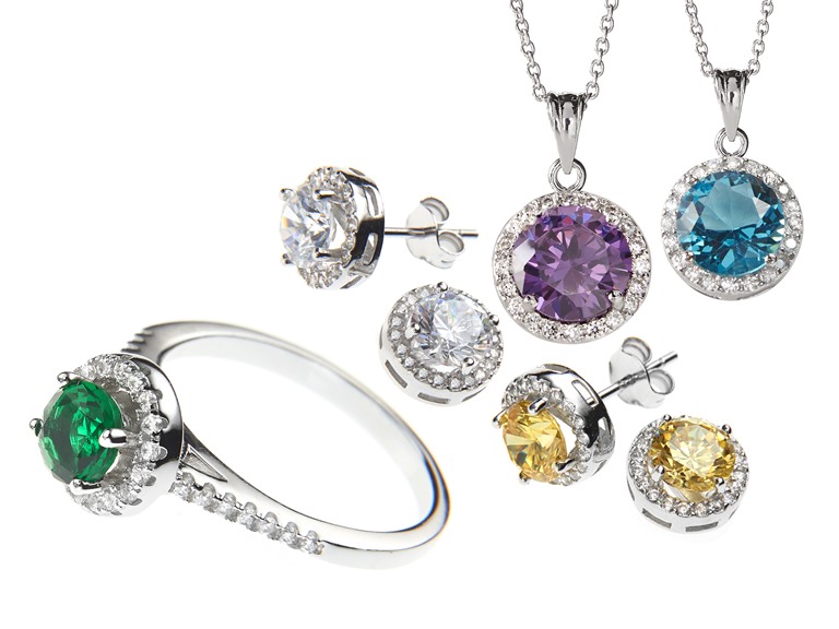 Gem-Colored Earrings, Rings and Necklaces