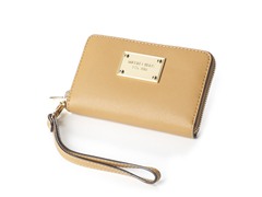 iPhone Saffiano Leather Zip Wallet, Tan