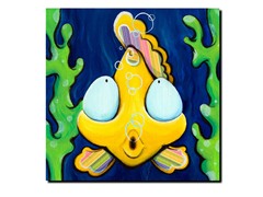 Fish Bubbles 14x14 Canvas