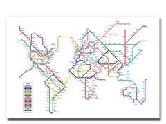 World Map - Subway 18x24 Canvas
