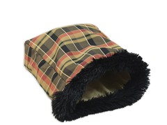 Plaid Caramel-Shaggy Black Pet Bag