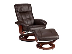 Recliner & Ottoman-Brown Bonded Leather