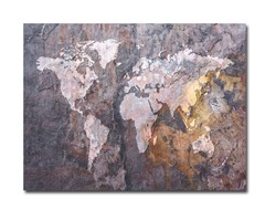 World Map - Rock  18x24 Canvas