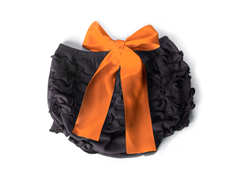 Ruffled Bloomer - Black with Orange Bow