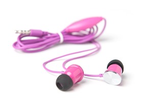Pink Comfort Fit Audio Earbuds with Mic