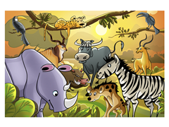 Jungle Cartoon Animals-II