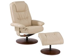 Taupe Bonded Leather Recliner & Ottoman