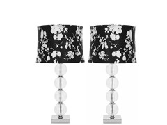 Amanda Blk/Wht Crystal Glass Set of 2