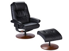 Black Bonded Leather Recliner & Ottoman