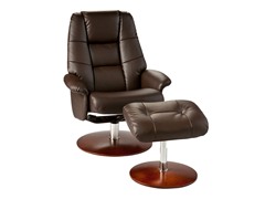 Recliner & Ottoman-Brown Bonded Leather