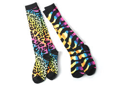 Neon Leopard & Zebra Knee Socks (2 Pair)