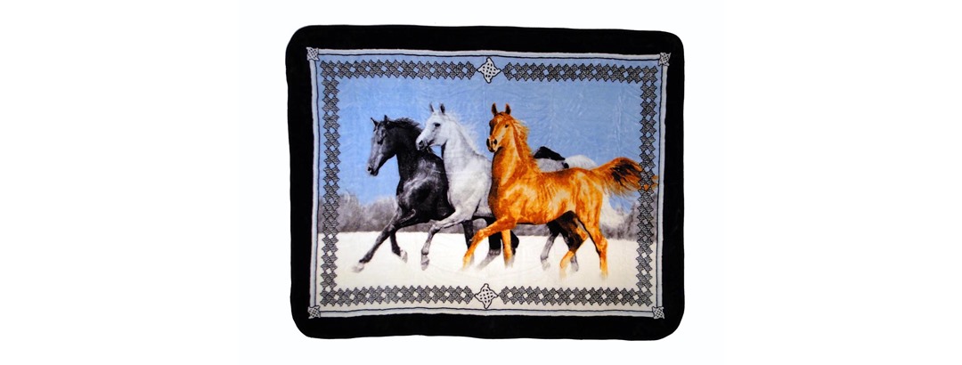 Hi Pile Printed 60x80 Throw-Horses