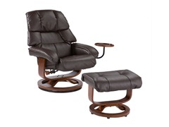 Brown Bonded Leather Recliner & Ottoman