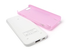 Ecopak iPhone 5 Battery Case - Wht/Pnk