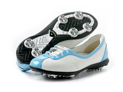 Women's Half Lace Golf Shoes, White/Blue