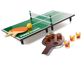 Tabletop Table Tennis & 6 Shot Glasses