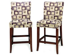 24" Grey/Blue Parson Stool - Set of 2