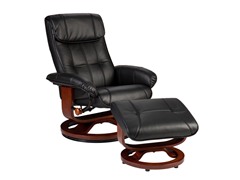 Recliner & Ottoman - Blk Bonded Leather