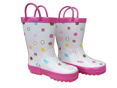 White Multi Dot Rain Boots