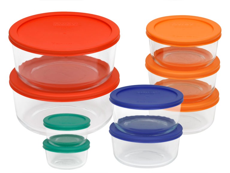 Pyrex 18-Piece Storage Set Color Lids