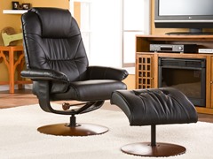 Black Bonded Leather Recliner & Ottoman