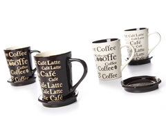 Coffee Mugs with Coaster - Set of 4