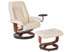 Bonded Leather Recliner & Ottoman-Taupe