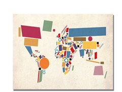 Abstract Shapes World Map  18x24 Canvas