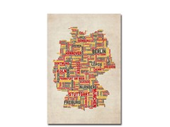 Germany - Cities Text Map 18x24 Canvas