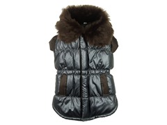 Brown Ultra Fur Collar Metallic Jacket