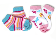 Flower & Stripe Ankle Socks (2 pr)