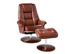 Recliner & Ottoman-Cognac Bonded Leather