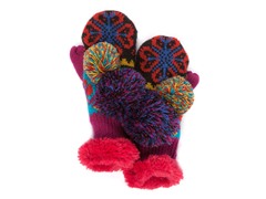 Flower Fairisle Pom Mittens