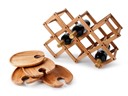 Bamboo Serving Trays and Wine Rack Set