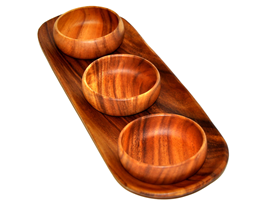 Baguette Tray with 3 Small Bowls