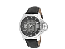 Jorg Gray Gunmetal & Black Leather Watch
