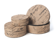 Burlap Round Box Set of 3