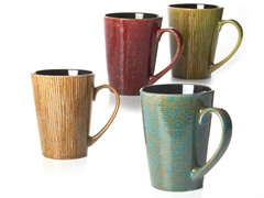 BIA Set of 4 17 oz Mugs-Ribbed Glaze