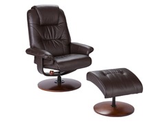 Brown Bonded Leather Recliner & Ottoman