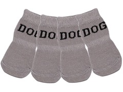 Grey & White Dog Socks - Rubberized