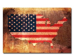 US Flag Map 18x24 Canvas