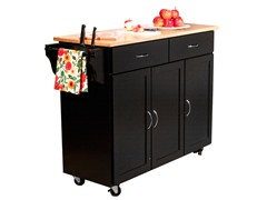 Wood Top Kitchen Cart - Black