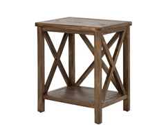 Candence Cross Back End Table Dk Walnut