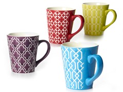 BIA Set of 4 13 oz Mugs-Glaze Pattern