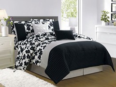 Leila 10Pc Comforter Set-Black-King