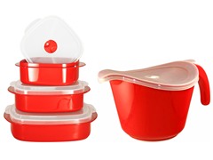 Batter Bowl, Lid & 6-Piece Set Red
