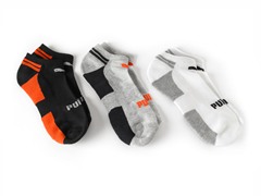 No-Show Socks, Grey/Orange 3-Pack