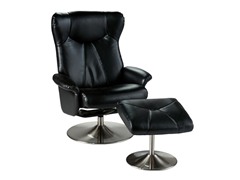 Recliner & Ottoman-Blk Bonded Leather